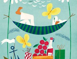 Postkarte "Picnic" - ein Picknick in der Hängematte