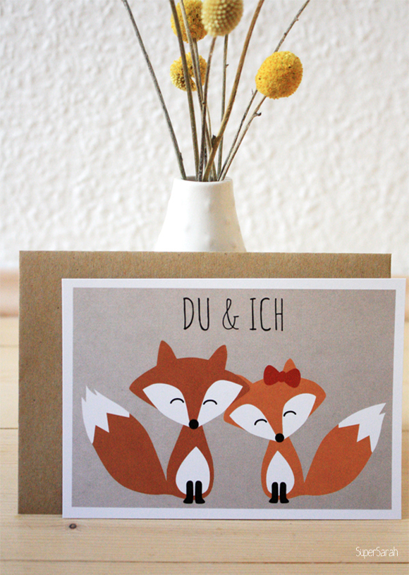 SuperSarah - Postkarte Fuchs Du & Ich